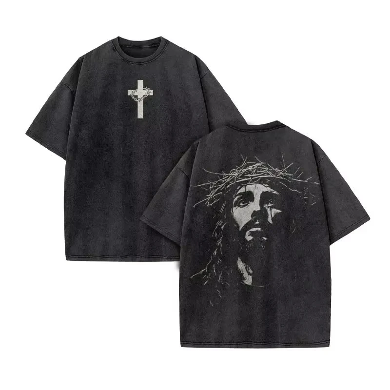 25 Men's Washed T Shirt Christian Summer Loose Version Casual T Shirt Cotton Christian Vintage T Shirt Y2K Harajuku Style Unisex