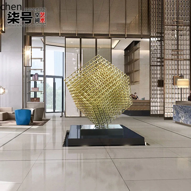 TQH6.24 floor-to-ceiling sculpture office building metal decoration creative stainless steel ornament