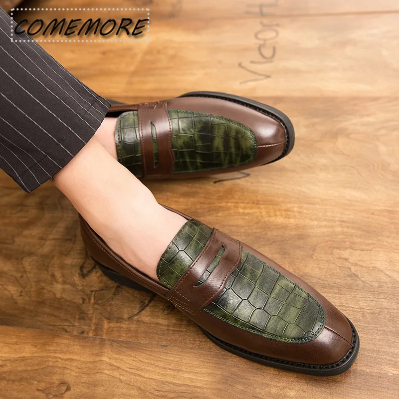 Luxurious Mens Dress Shoes Fashion Low Heel Party Business Office Men's Loafers Formal British Style Wedding Flats Male Footwear