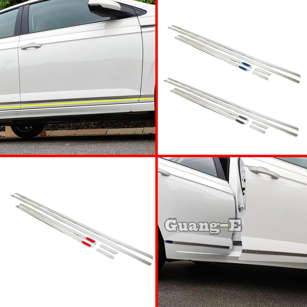 

For Volkswagen VW Polo Hatchback 2019 2020 2021 2022 2023 Detector Side Door Body Trim Sticks Strips Molding Bumper Parts 6PCs