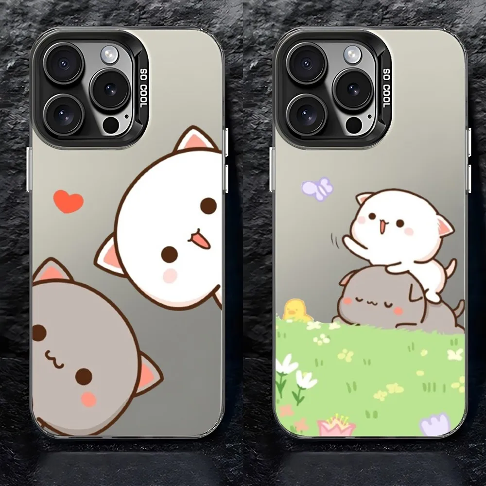 Чехол для телефона P-Peach M-Mochi Cat для iPhone 16, 15, 14, 13, 12, 11 Mini Pro Max X XR XSMAX 8 7 Plus, матовая задняя крышка с защитой от падения