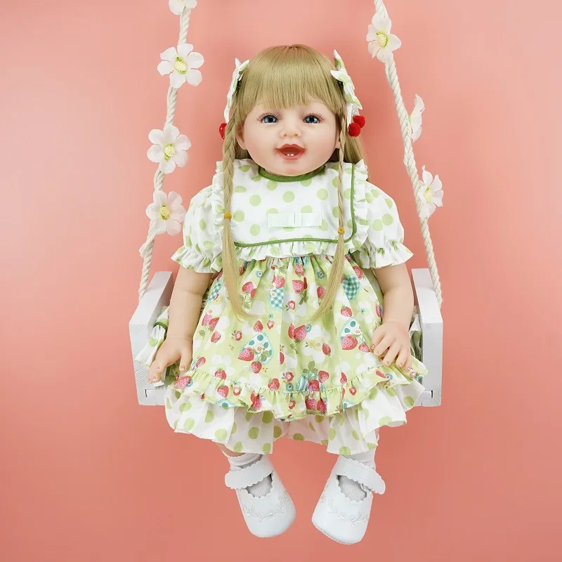 

Reborn Silicone Doll 55cm Soft Fabric Body Unisex Realistic Doll 3D Skin Paint Gift for Girls