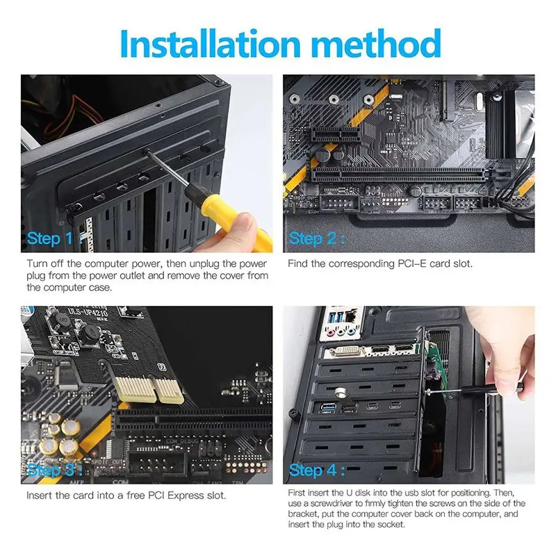

4 Ports PCIE to USB 3.0 Expansion Card PCI Express Adapter Card for Desktop PC , Support WindowsXP/7
