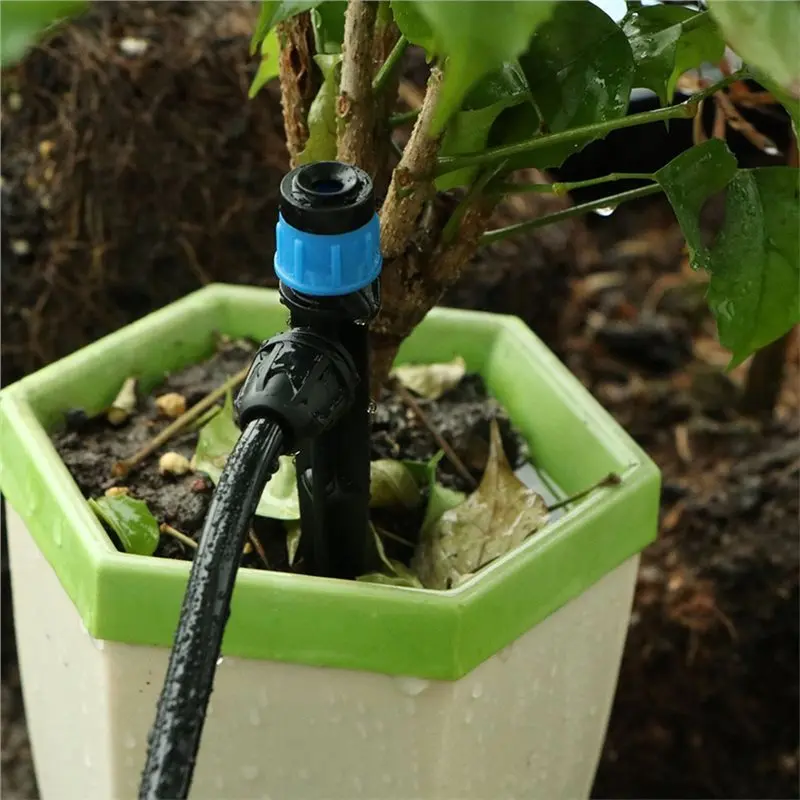 CQMF-Stake Drip Irrigation Sprinkler 360 Degrees Rotating Nozzle Plants Pot Dropper 1/4