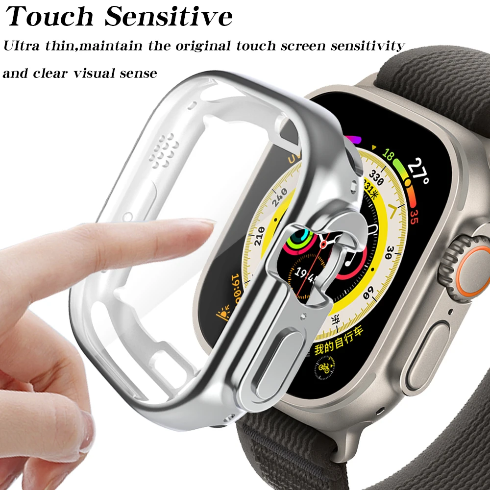 Soft Protective Case for Apple Watch Ultra 2 49mm 360 Full TPU Screen Protector Bumper for iWatch Series 9/7/8 41mm 45mm Cover