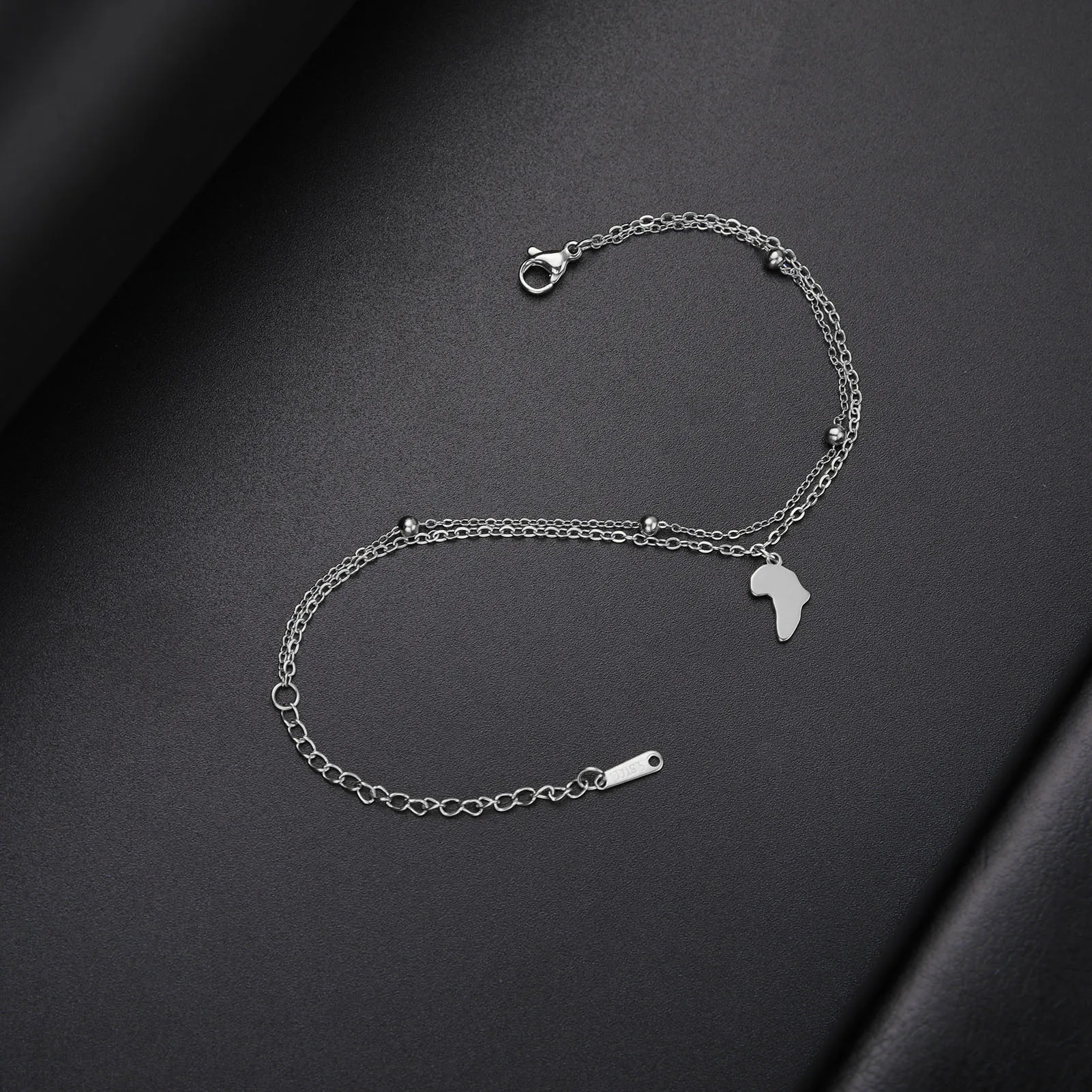 Unift African Layer Chain Bracelet for Women Tiny Egyptian Ankh Cross Africa Map Stainless Steel Charms Fashion Ethnic  Jewelry