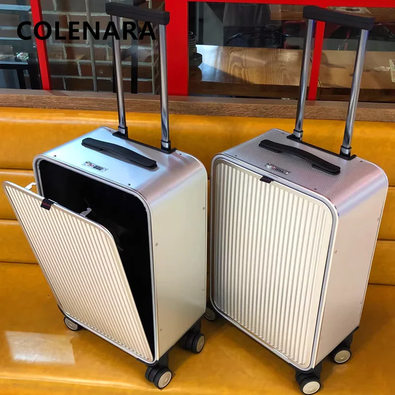 

COLENARA Металлический алюминиевый магниевый сплав Чемодан 17 "20" 24 дюйма Антибактериальный чемодан с боковым отверстием Бизнес Расширение Чемодан