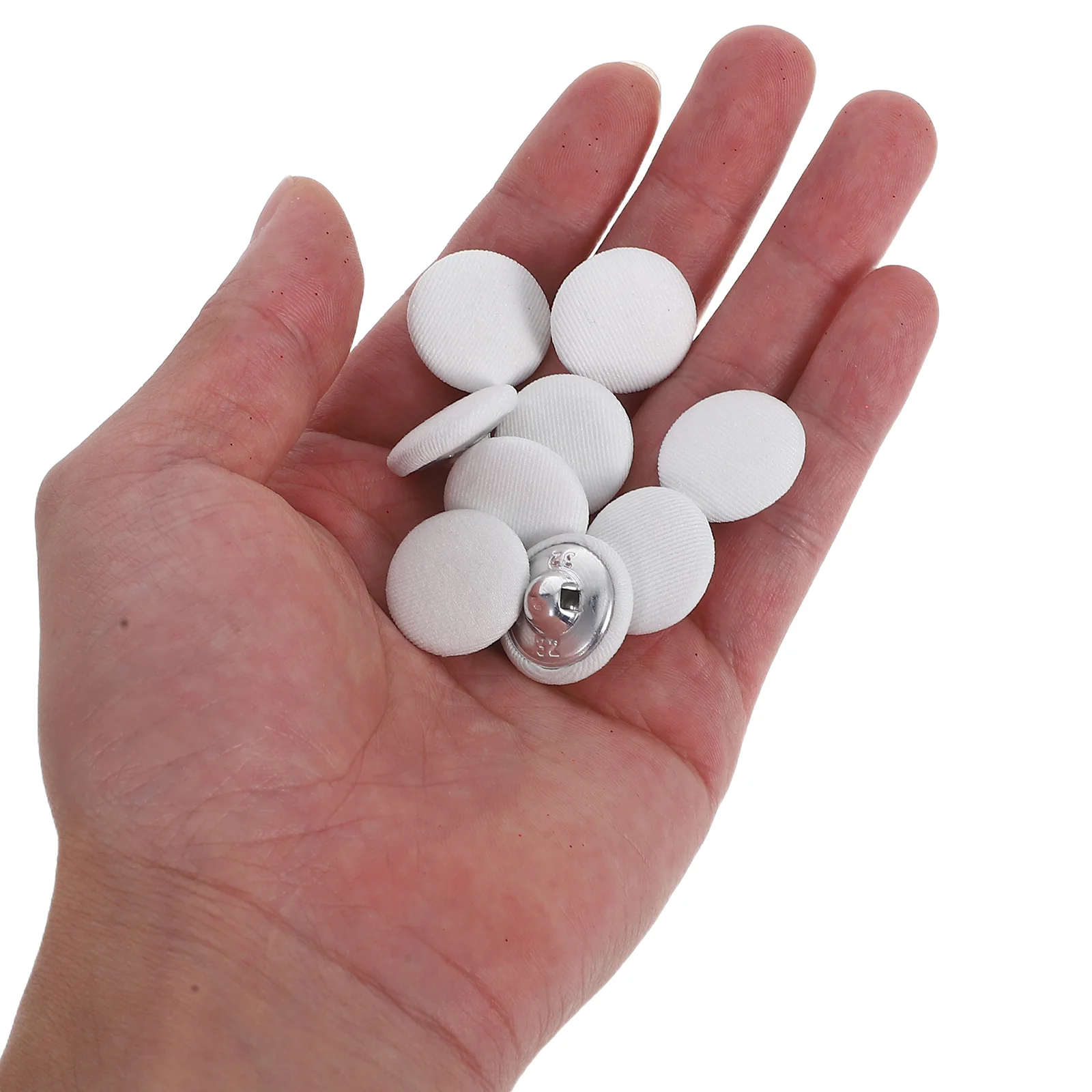 

30pcs Covered Buttons Clothes Button Round Metal Shank Sewing Clothes Hat Coat DIY Projects White Durable Versatile