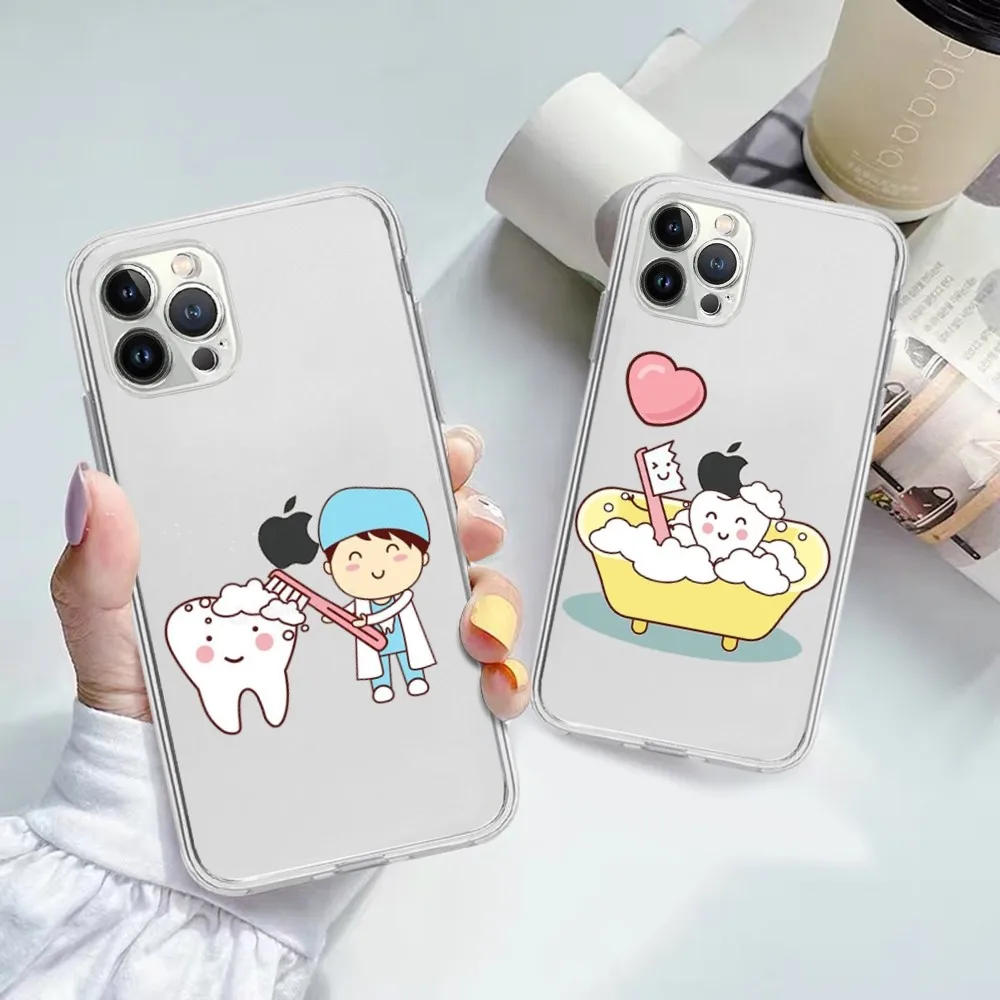 Teeth cute cartoon Phone Case For iPhone 15 13 14 Pro Max XS XR 12 11 Pro 13 Mini 6 7 8 Plus Soft Clear Back Cover