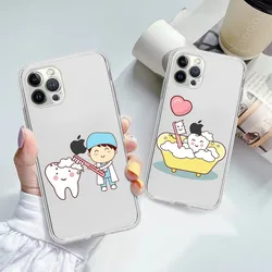 Teeth cute cartoon Phone Case For iPhone 15 13 14 Pro Max XS XR 12 11 Pro 13 Mini 6 7 8 Plus Soft Clear Back Cover
