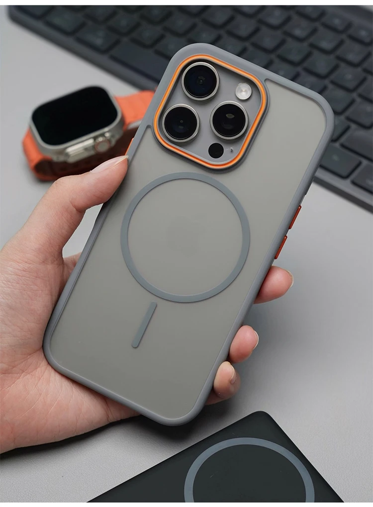 Luxuriöse Matte Durchsichtige Stoßfeste Magnetische Hülle für iPhone 18 17 16 Pro Max 15 14 13 12 für Magsafe Kabelloses Laden – Detail 11