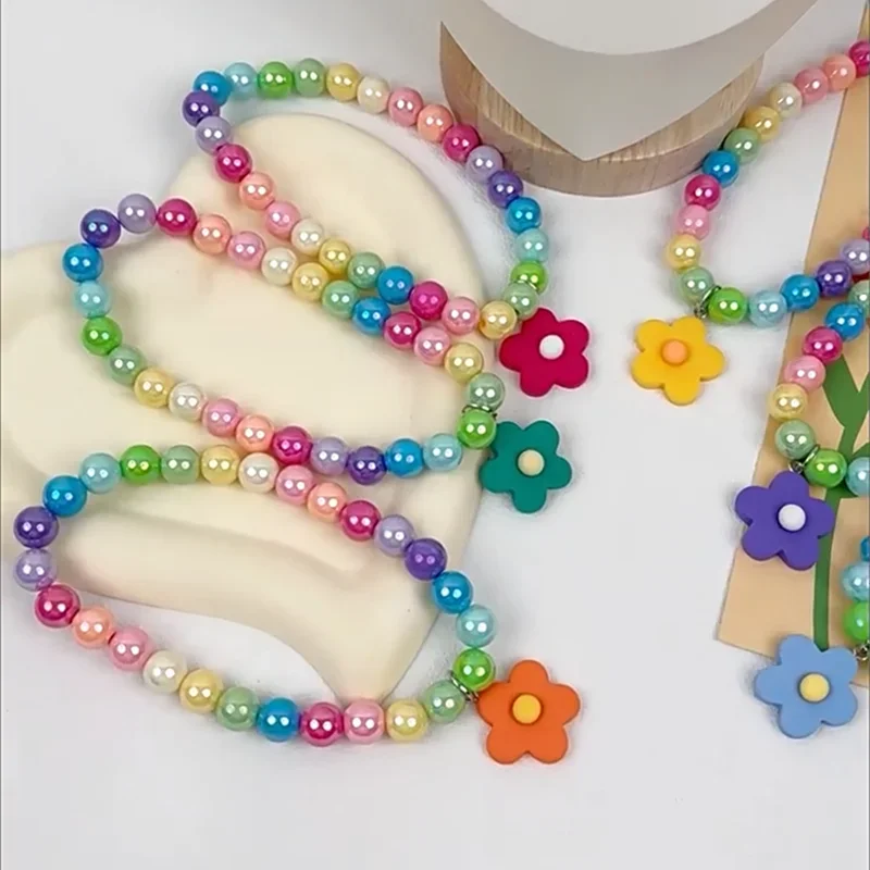 Fashion Cat Necklace Colorful Flower Bling Beads Cat Dog Collar Chihuahua Pet Gromming Accessory