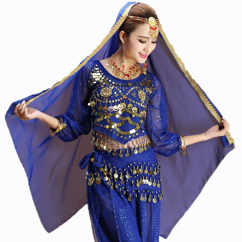 Women Belly Dance Chiffon Scarf Solid Color Stage Performance Prop Female Show Indian dance Costumes Arabic Headband Accessories