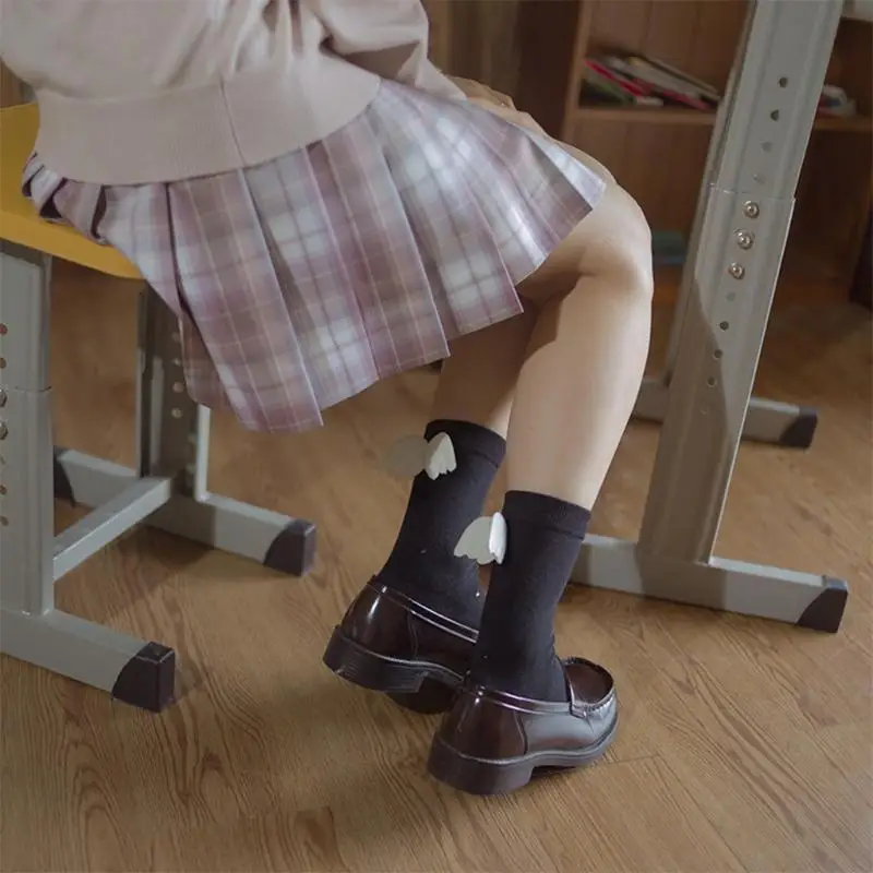 Phụ Nữ Ngọt Ngào Đôi Cánh Thiên Thần Thủy Thủ Đoàn Tất Sinh Viên Cotton Giữa Ống Đàn Hồi Thông Minh