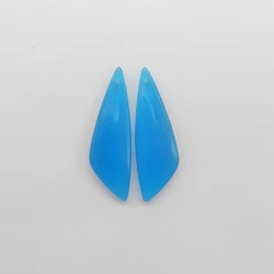 Blue Cymophane Marquise Earring Bead for Women, Semiprecious Stones Jewelry, Fashion Accessories, 39x12x4mm, 6g