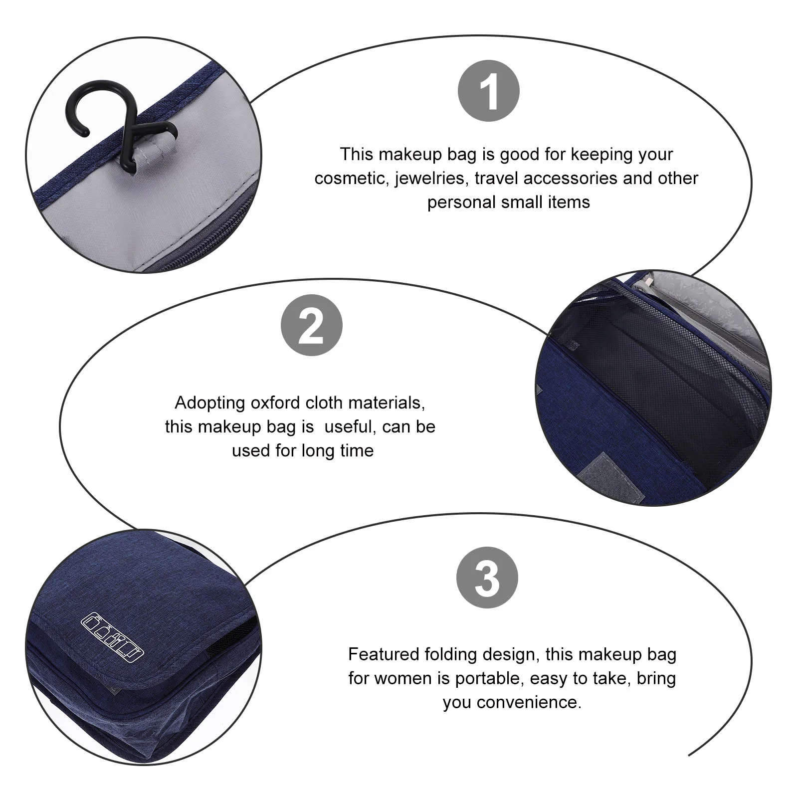 

Travel Toiletry Bag Hanging Folding Oxford Cloth Portable Makeup Organizer Bag for Women Travel Bags
