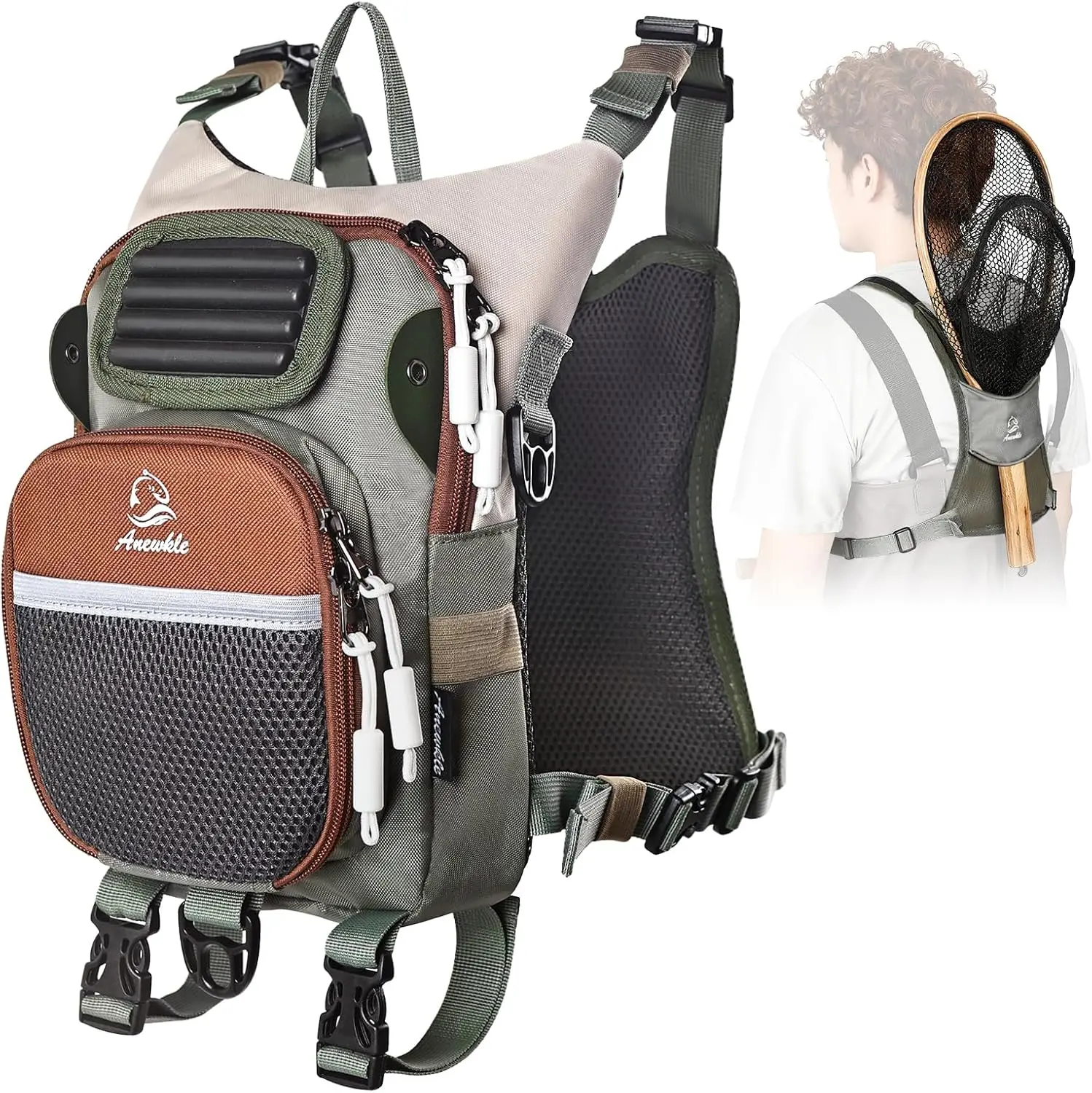 

Fly Fishing Chest Pack, Waterproof Tackle Bag with Multiple Compartments for Small Wade Fishing and Equipment Storage