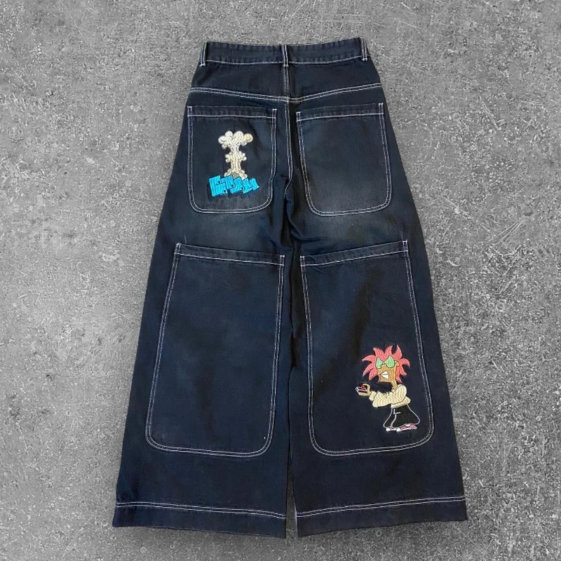 Y2K pantalones vaqueros holgados vintage bordados pantalones vaqueros de alta calidad hombres mujeres Hip Hop Harajuku moda gótica streetwear Casual pantalones vaqueros de pierna ancha