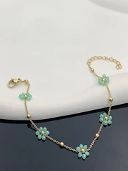 1 fashion girls new green small flower beade bracelet birthday gift Dance party Back-to-school season wedding season Bozmian