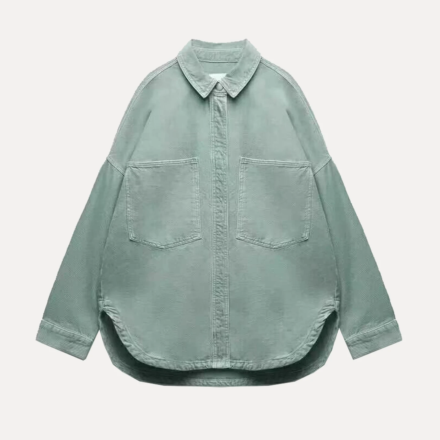 

Loose Long Sve Collar Denim irt Jaet Women's Summer New Sle Z Commute Sle Polyester Fiber Single Piece