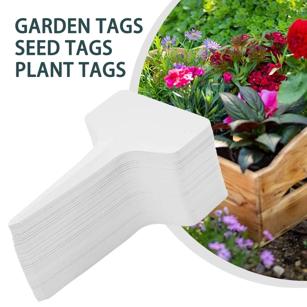 100pcs White Plastic Plant Labels Gardening Tags Flower Plant Labels Nursery Tray Bonsai Marking Horticultural Pots Decoration