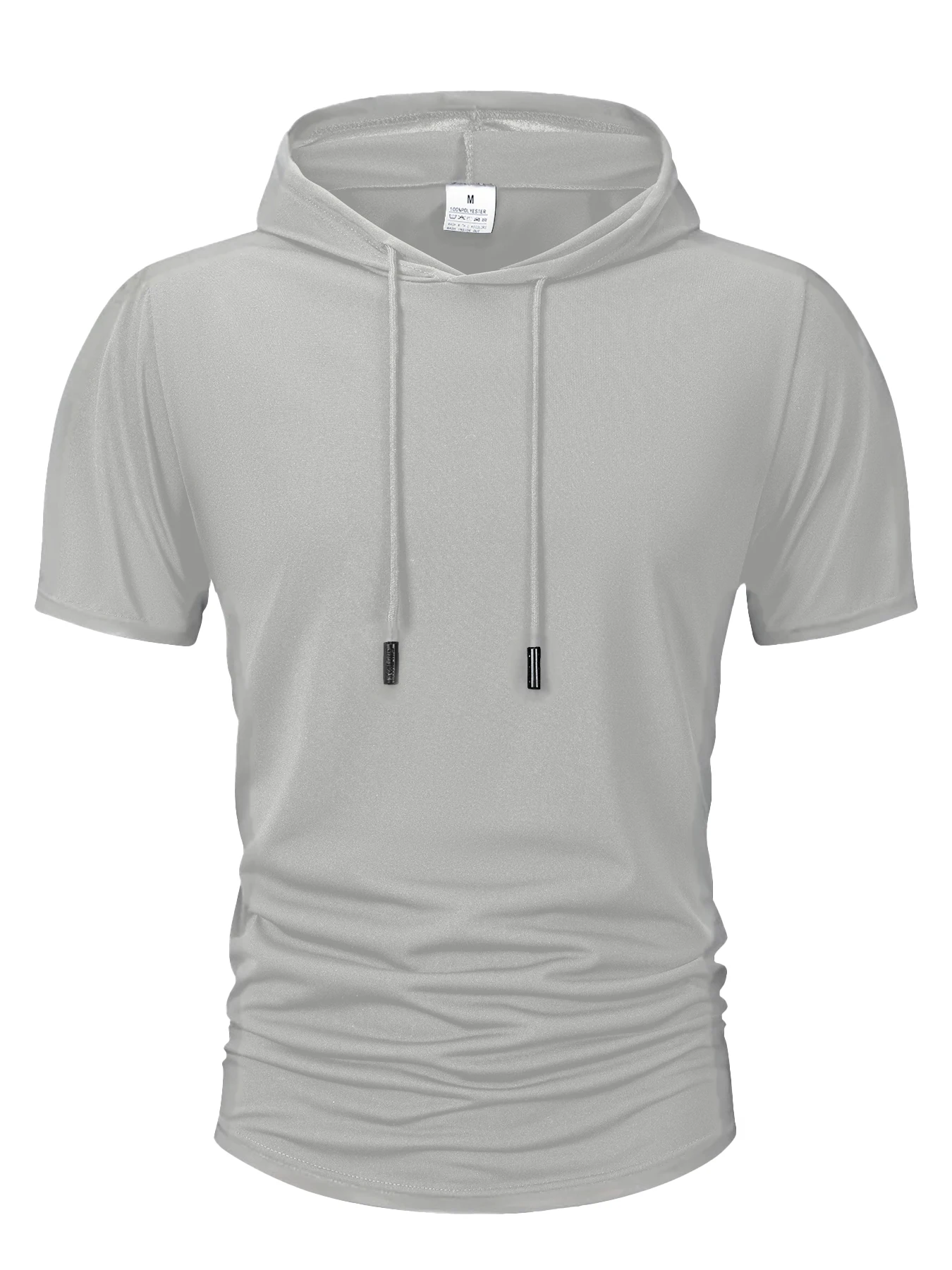 Sommer männer Mit Kapuze Sweatwear Casual Kurzarm Lose T-shirt Einfarbig Leichte Hoodie Fitness Atmungsaktive Tops – Detail 12