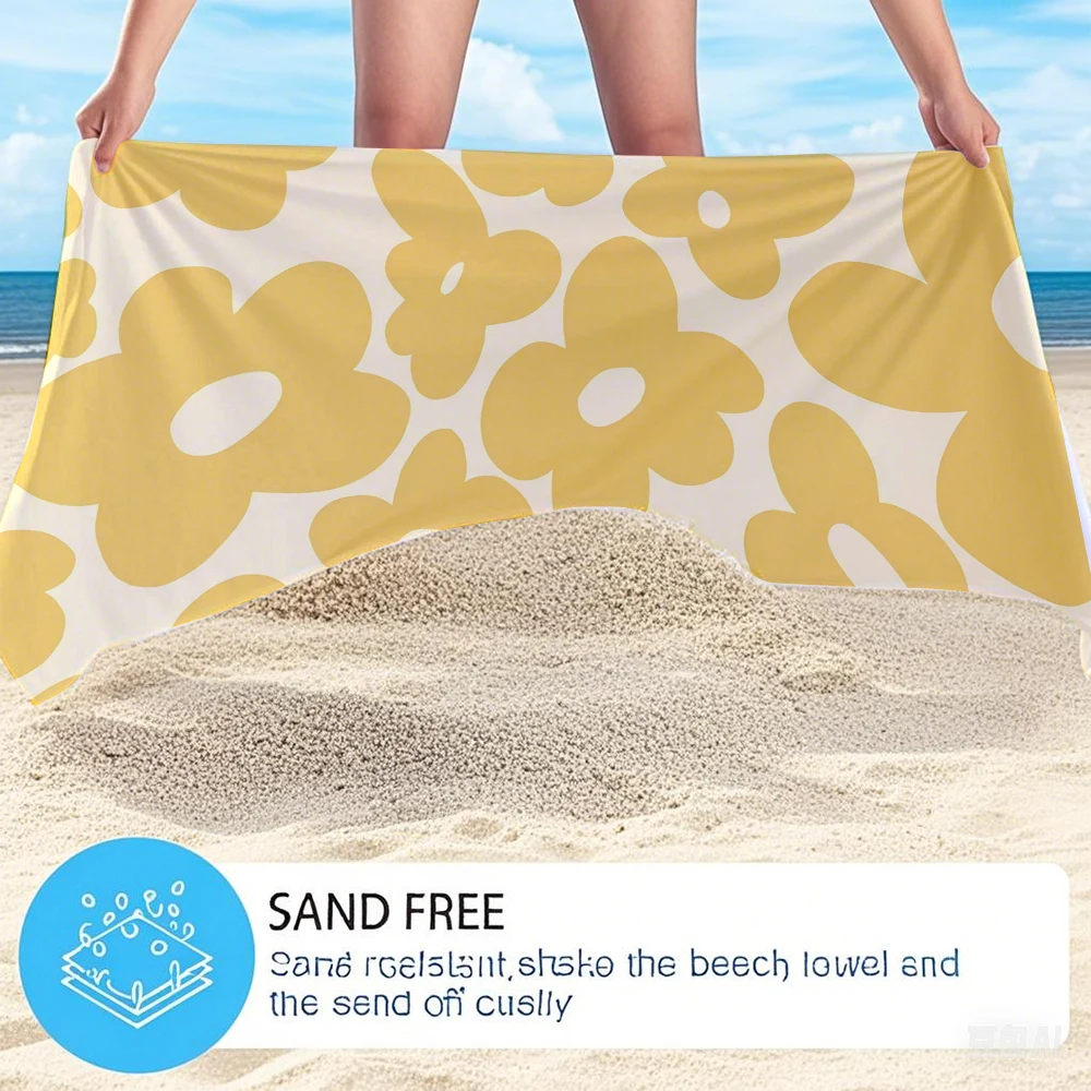 Yellow Blossoms Oversized Microfiber Beach Towel Sand Proof Quick Dry, Absorbent for Swimming Pool Travel Camping