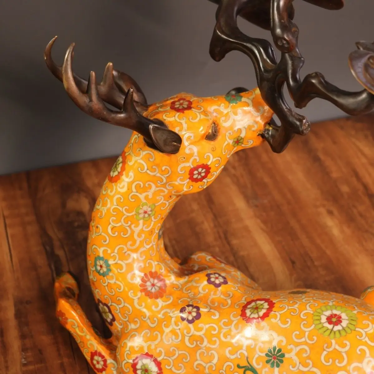 Pure copper cloisonne deer ornament Ganoderma lucidum deer pure copper filament collection