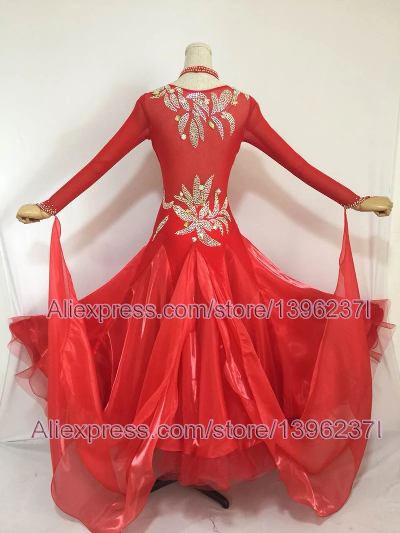 Standard Ballroom Dresses Women 2024 New Style Red Waltz Dancing Skirt Adult High Quality Ballroom Competition Dancing Dress