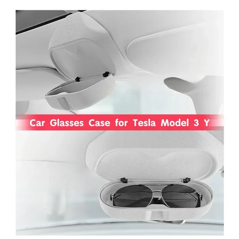 Car Glasses Case for Tesla Model 3 Y Glasses Box Holder Sunglasses Storage Clip Storage Car Modification Accessories 2021-2024