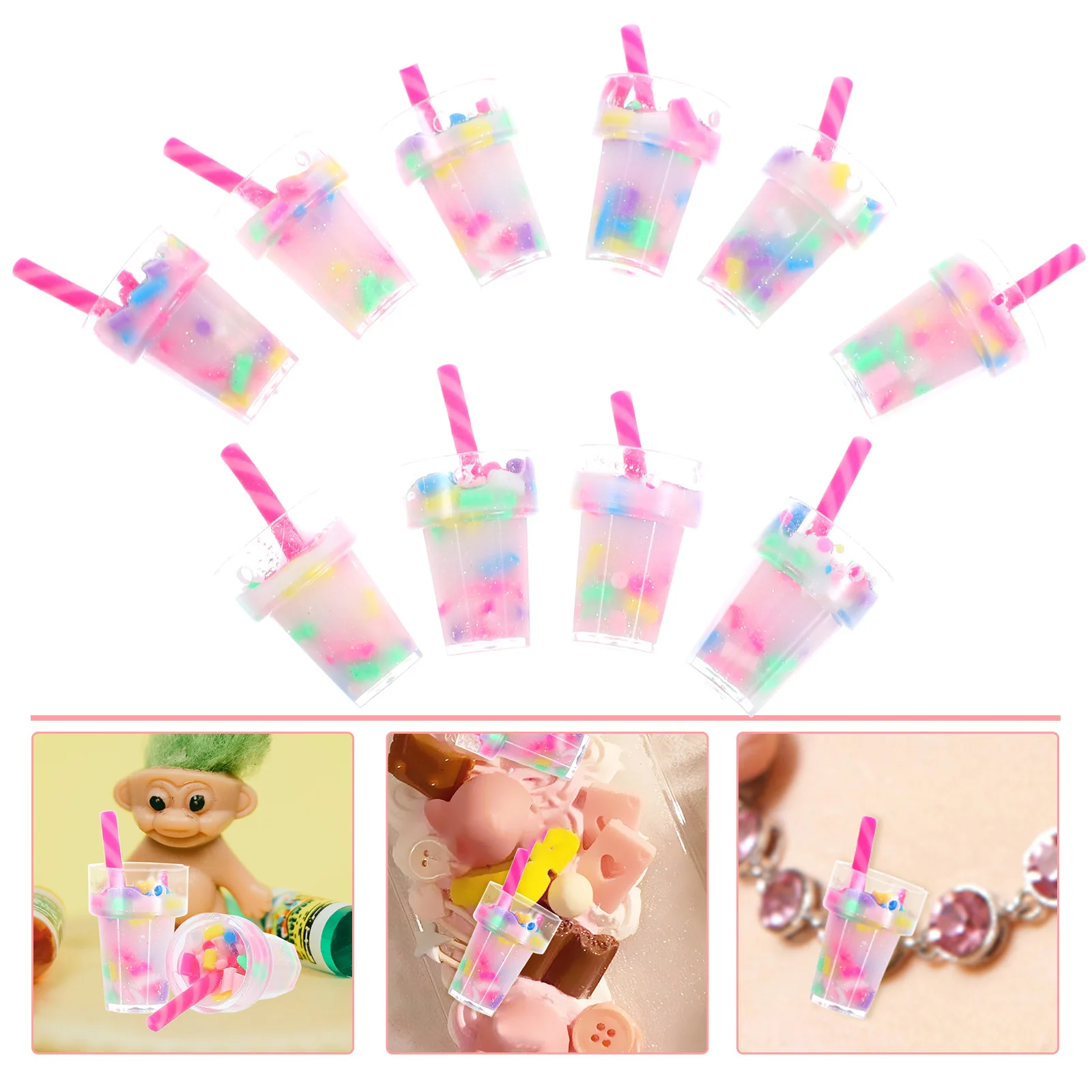 10 قطعة زجاجة شاي الحليب سحر الراتنج المعلقات الصغيرة DIY بها بنفسك الاكسسوارات الحرفية ل قلادة سوار القرط صنع الحليب الشاي سحر #2