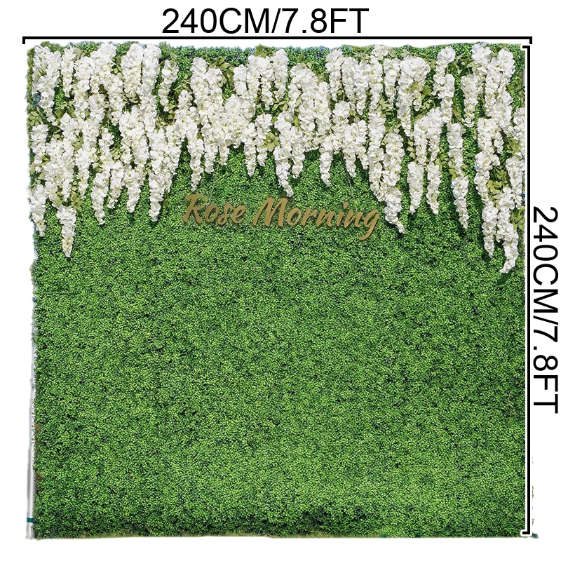 Luxo Wisteria Turf Plantas Contexto De Parede, Roll Up Pano, Parede De Flores, Banquetes E Suprimentos De Eventos, Branco Milão Verde, Festa De Casamento, 5D