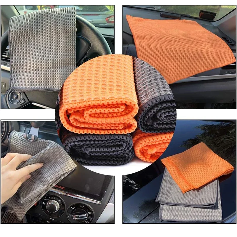 1/4/8Pcs Large Waffle Weave Matter Microfiber Drying Towel Car Cleaning Detailing Interior Window Cloth Quick Dry 14.5×15Inch