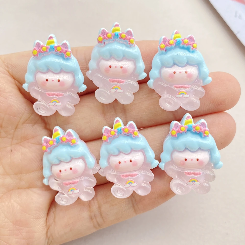 10Pcs New Cute Resin Cartoon Unicorn, Rainbow Series Flat Back Scrapbooking DIY Jewelry Craft Decoration Accessories