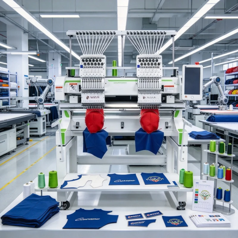 12-Head Automatic Computerized Flat Embroidery Machine with Multifunctional Sequin Embroidery and Custom Options