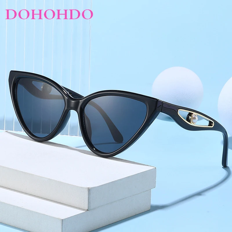 

New Luxury Pearl Cat Eye Sunglasses Women Men Fashion Designer Shades Summer Traveling Party Eyeglass Unisex UV400 Lunette Femme