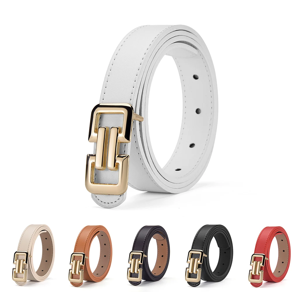 1-3pcs Luxury Women's Geometric Smooth Buckle Color Belt Fashion Women Jeans Skirt PU Belt Trendy Women's Unique Design