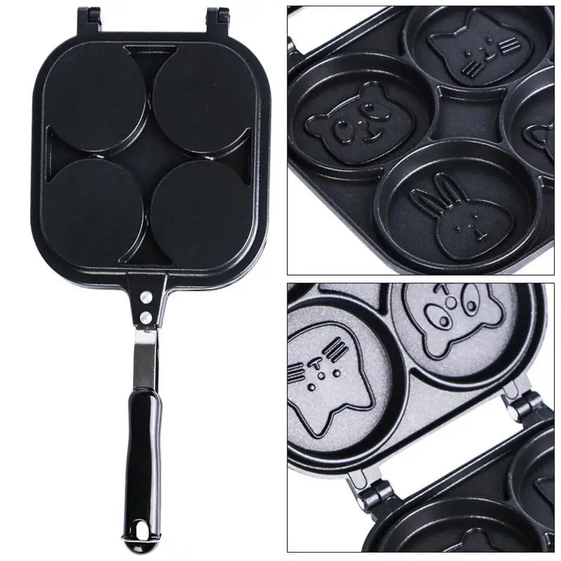 4 Cup Frying Pan Double-sided Pancake Shape For Kids Animal Pancake Maker Pan Nonstick Waffle Maker Pancake Mold Griddle 