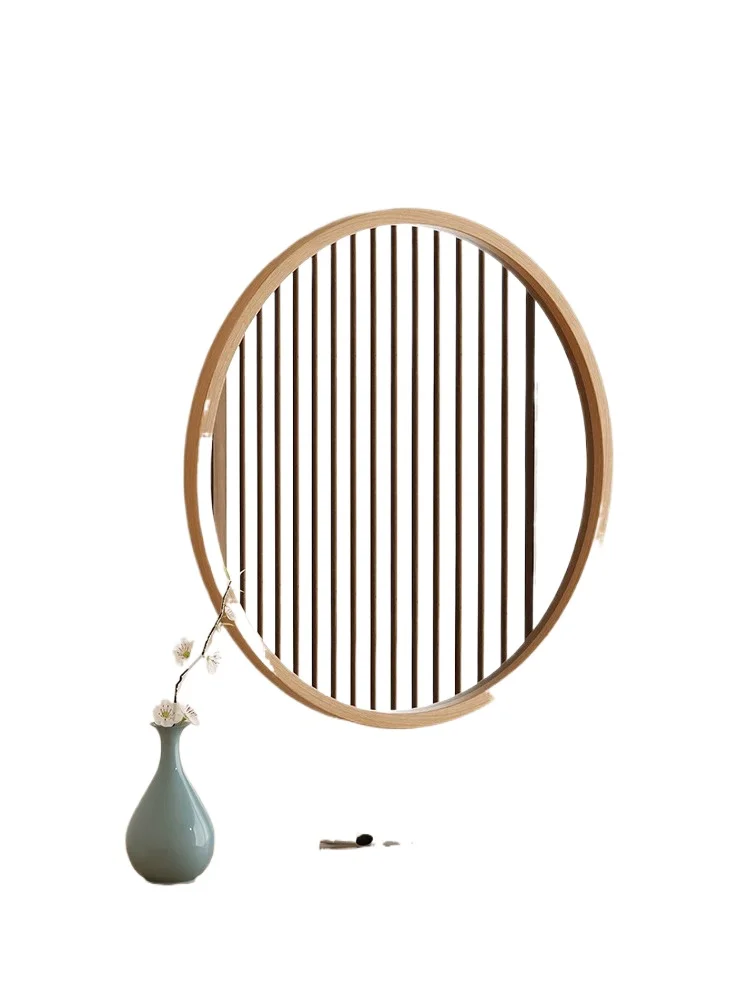 مرآة زينة مستديرة من Nanzhu، مرآة مثبتة على الحائط، مثبتة على الحائط، حوض حمام غير مثقوب