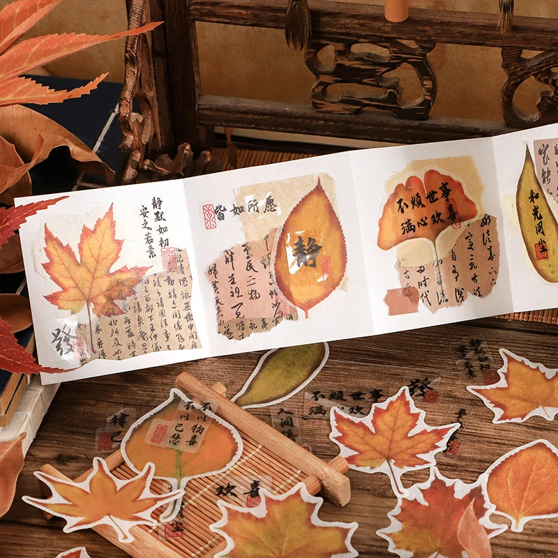 Embellishments For Scrapbooking - 40枚/ロット 葉っぱをテーマにしたステッカーセット、リアルな葉っぱ模様、スクラップブッキングやアルバム装飾に最適