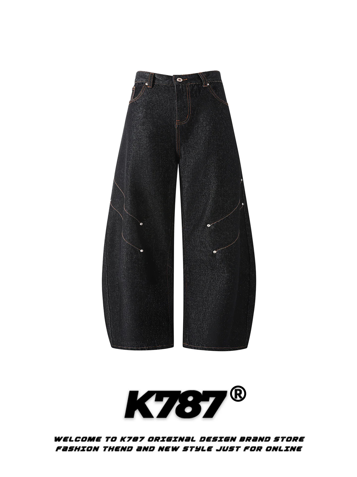 

Мужские джинсы K787 в американском ретро-стиле, свободные повседневные брюки в пол, с высокой талией, прямые джинсы с эффектом потертости