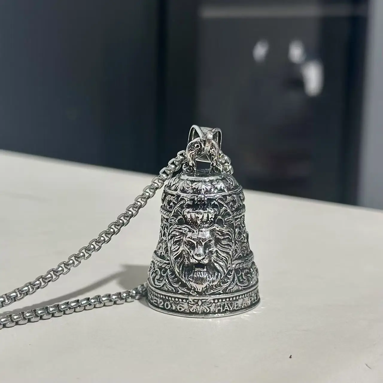 Personalized Versatile Motorcycle Lucky Riding Punk Lion Bell Necklace with Accessories