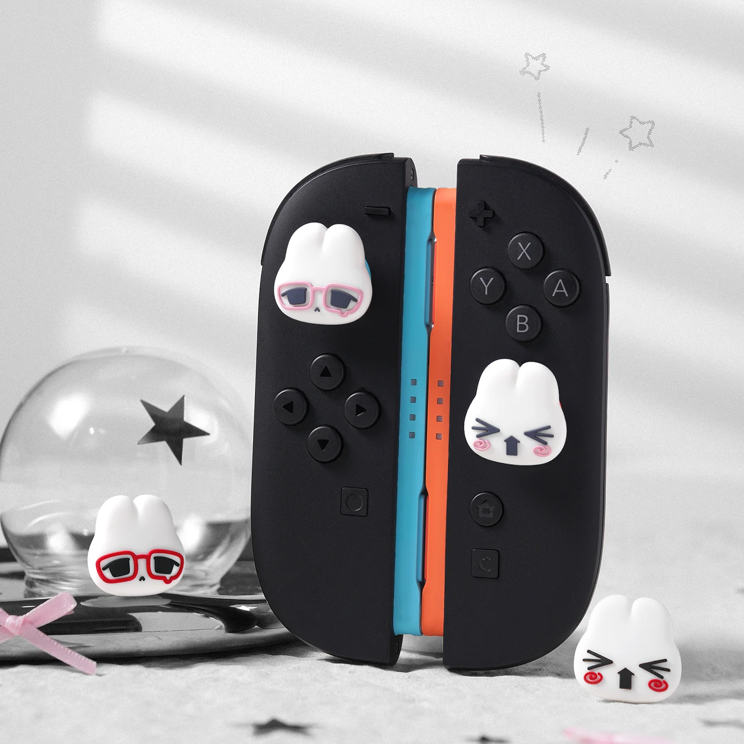 Cute Rabbit Silicone Thumb Grip Caps Non‑Slip Joystick Covers for Nintendo Switch Joy‑Con Compatible with Switch 2 NS Pro PS5