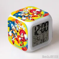 Anime Sonic the Hedgehog Sonic the Sonic Boy Alarm Clock Creative Student 8x8x8cm LED Cube with Light Display Time Week Month