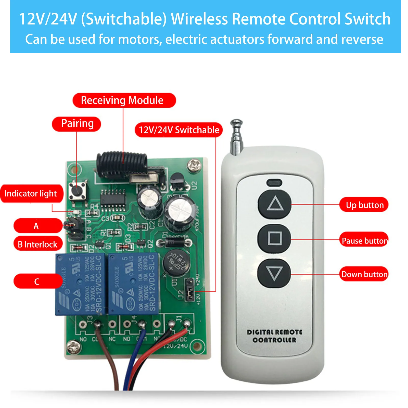 12V 24V miniature linear actuator motor linear type electric actuator hand controller remote control robot home automation