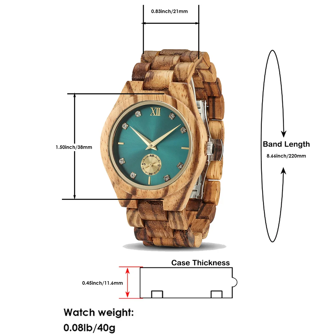Wood Wrist Watch For Women Simulated Diamond Dial Clock Wife Girlfriend Fashion Anniversary Gifts Luxury Wooden Watches Ladies