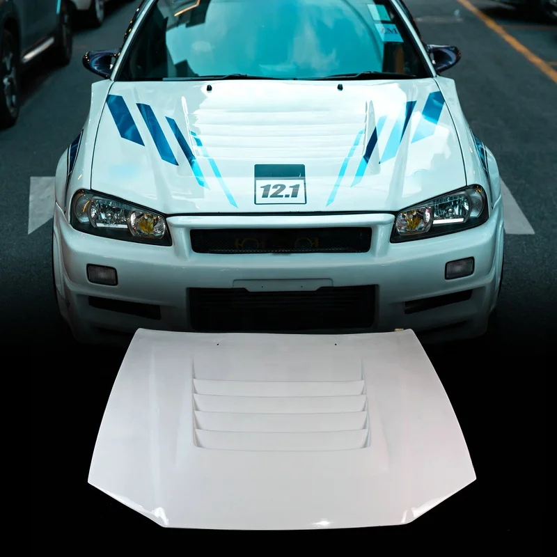 

Fiber Glass Bonnet R34 GTR Kit NI Type Hood (Can Only Fitted With Conversion Front Bumper)