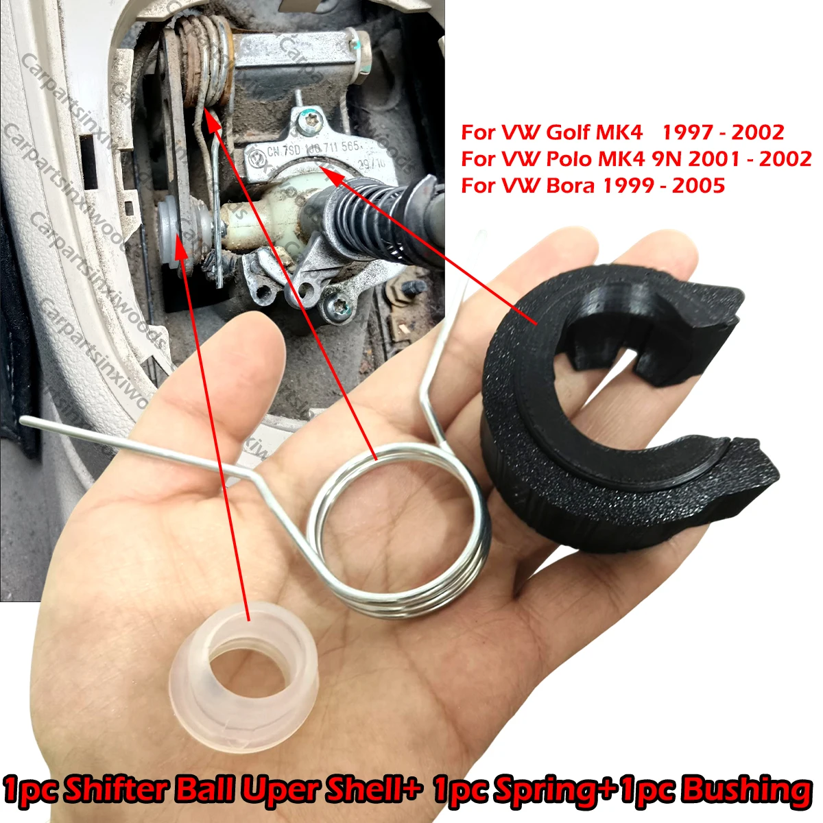 

3pcs Gear Linkage Selector Shell Shift Rod Lever Bushing Spring Shifter Ball Uper Manual Transmission For VW Golf Polo Bora MK4