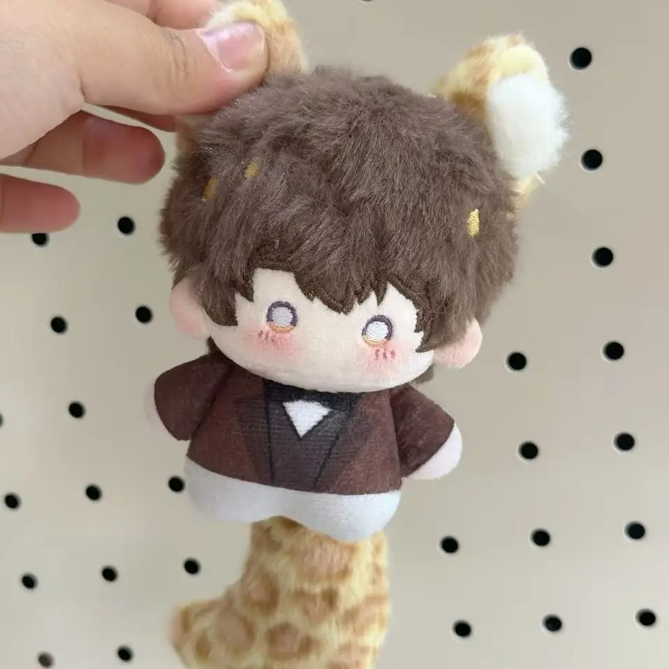 10cm jogo amor e espaço profundo caleb cosplay gato orelha cauda boneca de pelúcia brinquedo fofo maumet fantoche brinquedos menina amigo presente boneca