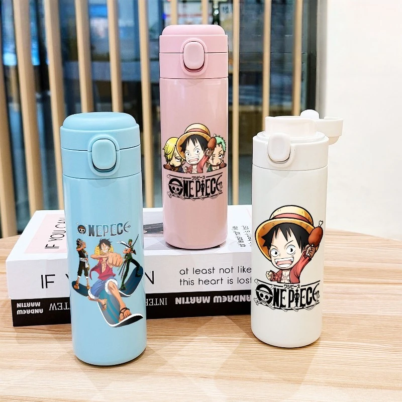 

New One Piece Anime Insulated Large Capacity One-Click Quick Open Small Portable Water Cup Cute Nika Luffy Usopp Coffee Cup Gift